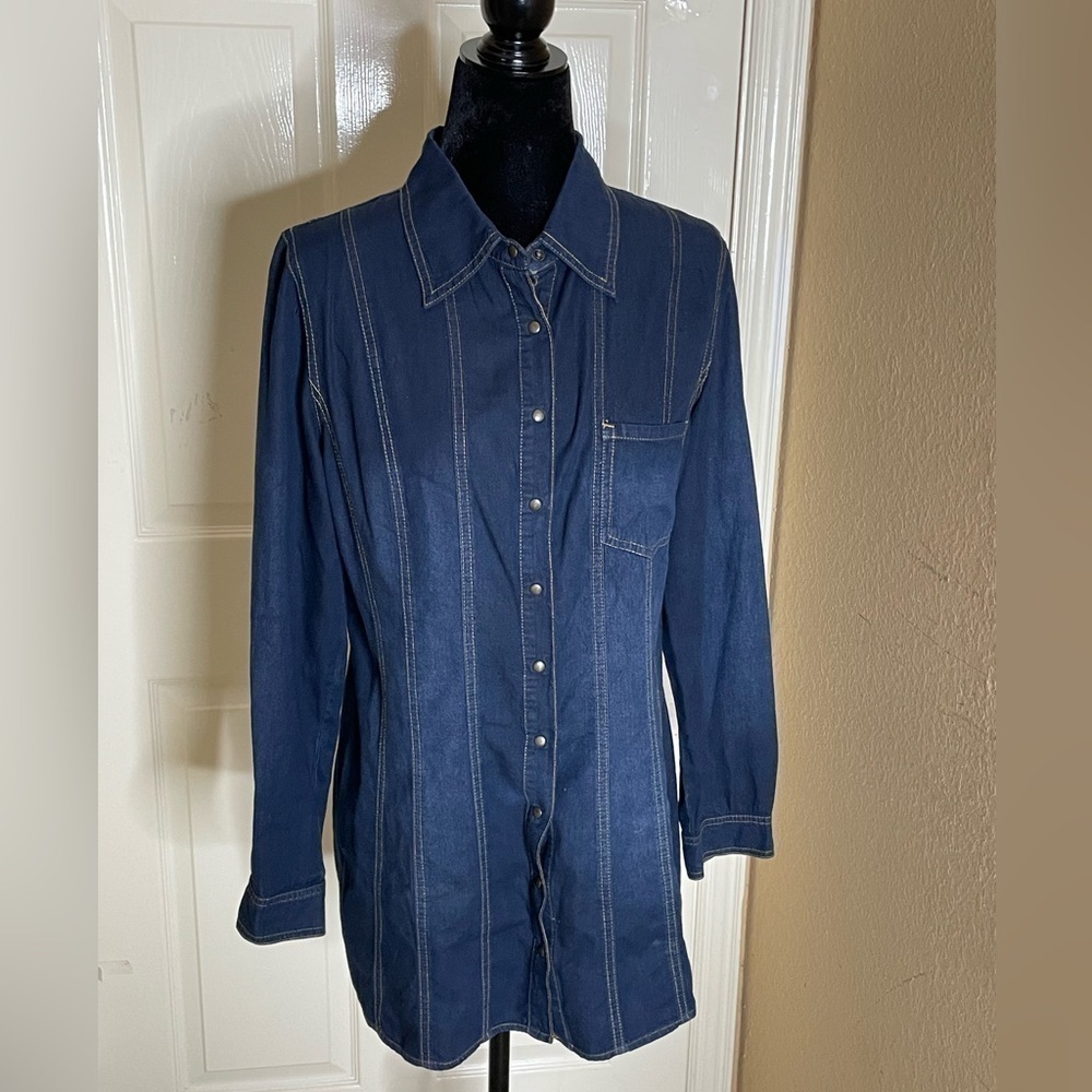 DG2 by Diane Gilman Dark Indigo Denim Shirt  - Size Medium​​​​​​​​​​​​​